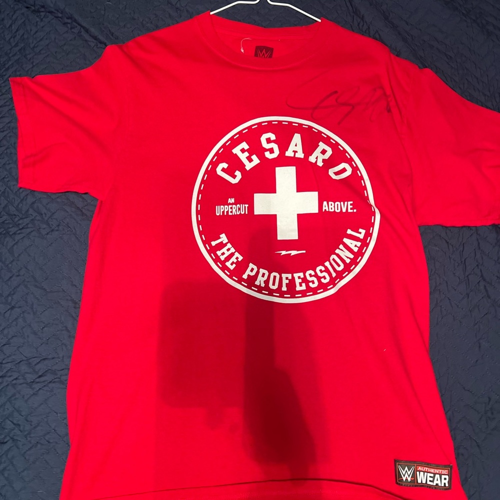 WWE Authentic Signed Cesaro Red T-Shirt